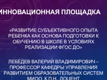ГБОУ Гимназия №1272 д/о Академия детства презентация к педагогическому совету Развитие субъективного опыта ребенка как основа подготовки к обучению в школе в условиях реализации ФГОС ДО