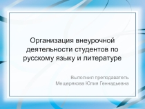 Организация внеурочной деятельности на уроках русского языка и литературы