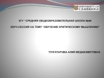 Презентация Коучинг по критическому мышлению