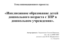 Инклюзивное образование детей дошкольного возраста с ЗПР в дошкольном учреждении.