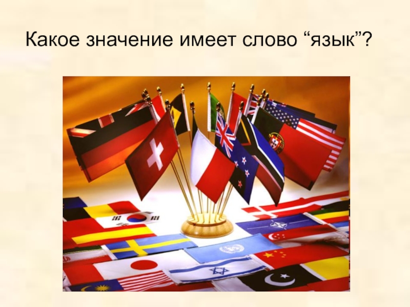 Презентация к уроку Роль русского языка в мире Какое значение имеет слово “язык”? Какое значение имеет слово “язык”?