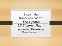 Презентация по математике на тему: Прямая. Части прямой. Ломаная. (5 класс)