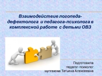 Взаимодействие логопеда-дефектолога и педагога-психолога в комплексной работе с детьми ОВЗ