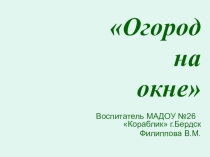 Презентация познавательно-исследовательской деятельности Огород на окне