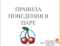 Презентация Правила работы в паре