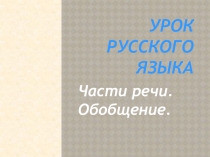 Презентация к уроку русского языка в 4 классе Части речи. Обобщение