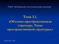 Презентация по ПМ01 специальность садово-парковое и ландшафтное строительство тема Объемно-пространственная структура. Типы пространственной структуры я 3 курс