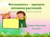 Презентация к исследовательскому проекту Фотосинтез – процесс питания растений
