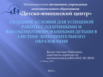 Создание условий для успешной работы с одаренными и высокомотивированными детьми в системе дополнительного образования