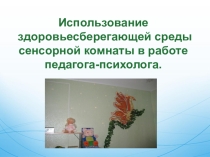 Презентация Использование здоровьесберегающей среды сенсорной комнаты в работе педагога-психолога.