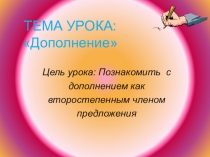 Презентация по русскому языку на тему Дополнение