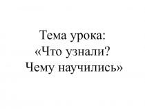 Презентация по математике на тему Что узнали? Чему научились? (1 класс)