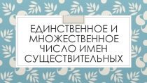 Презентация по русскому языку на тему Единственное и множественное число имен существительных (УМК Школа России, 2 класс)