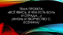 Учебный проект по литературе. Жизнь и творчество С.Есенина