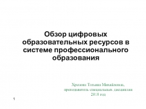 Обзор цифровых образовательных ресурсов в системе профессионального образования