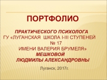 Портфолио практического психолога ГУ Луганская школа I-III ступеней № 17 имени Валерия Брумеля Мешковой Людмилы Александровны Луганск, 2017