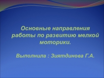 Основные направления работы по развитию мелкой моторики.