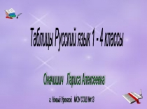 Электронные таблицы по русскому языку 1-4 класс