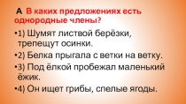 Презентация по русскому языку на тему Однородные члены предложения тест