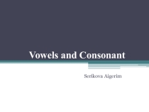 Презентация по английскому языку на тему Vowels and Consonants