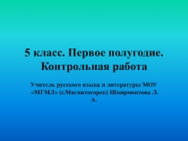Литература 5 класс. Первое полугодие. Контрольная работа