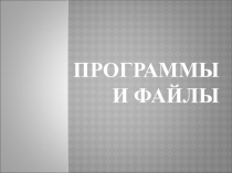 Презентация для 5 класса Программы и файлы