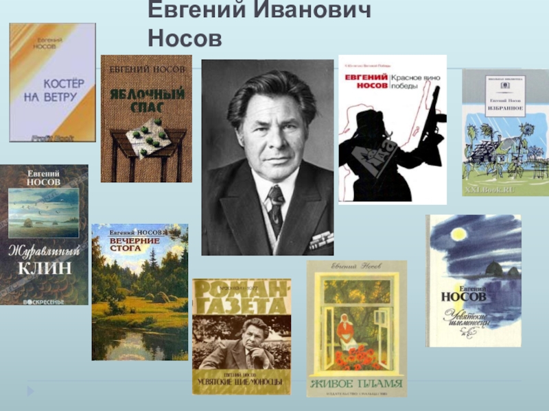 Презентация по литературе Тема памяти в рассказе Н. Н. Носова Живое пламя (7 класс) Евгений Иванович Носов Евгений Иванович Носов