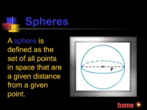 Spheres; Surface Area of a sphere; Volume of a sphere