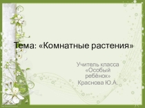 Презентация к уроку окружающего мираКомнатные растения