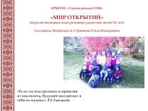 ПрезентацияМир открытий (игры по познавательно-речевому развитию детей 3-4 лет)