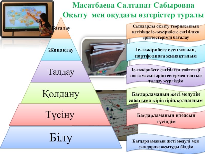 Презентация на тему Масатбаева Салтанат Сабыровна Оқыту мен оқудағы өзгерістер туралы Масатбаева Салтанат Сабыровна Оқыту мен оқудағы өзгерістер туралы Бағдарламаның жеті модулі мен сындарлы оқытуды білдім Бағдарламаның