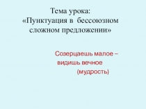 Презентация к уроку Пунктуация в бессоюзном сложном предложении