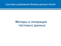 Презентация по МДК03.02 Системы управления базами данных на тему Организация методов в СУБД Cache