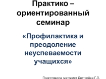 Презентация практико - ориентированного семинара Профилактика и преодоление неуспеваемости
