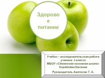 Презентация и исследовательская работа Здоровое питание