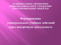 Формирование универсальных учебных действий через внеурочную деятельность