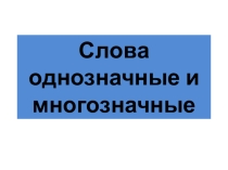 Презентация по русскому языку на тему Однозначные и многозначные слова (5 класс)