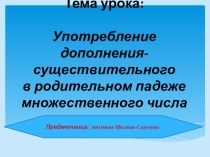 Употребление дополнения-существительного в родительном падеже множественного числа (6 класс)