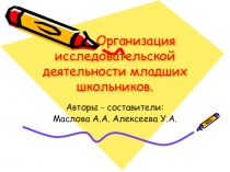 Презентация Организация исследовательской деятельности младших школьников