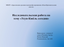 Исследовательская работа на тему Усун-Кюёль сегодня