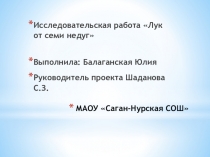Презентация исследовательской работы Лук от семи недуг