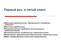 Презентация Первый раз в пятый класс
