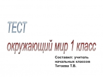 Презентация по Окружающему миру Тест - Где и Когда (1 класс - Школа России)
