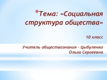 Презентация по обществознанию на тему Социальная структура общества (10 класс)