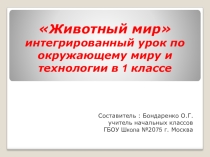 Методическая разработка интегрированного урока по технологии и окружающему миру на тему: Животный мир (1 класс)