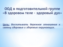 Тема: В здоровом теле – здоровый дух.