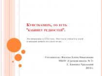 Кунсткамера, то есть кабинет редкостей. 4 класс