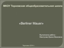 Презентация по немецкому языку : Berliner Mauer