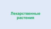 Лекарственные растения