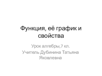 Презентация к уроку Функция, её график и свойства
